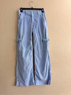 American Eagle Outfitters Light Blue Wide-Leg Corduroy Cargo Pants size 0 short